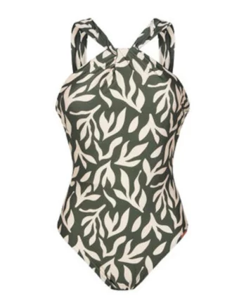 Costum de baie dama,  bej/verde, 82% poliamida, 18% elastan, Verde/Bej