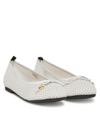 Balerini dama  textil, alb