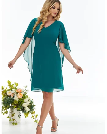 Rochie-capa cu decolteu in V, Verde persan
