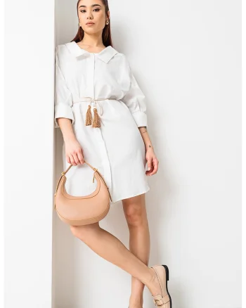 Rochie lejera cu guler ascutit, Alb