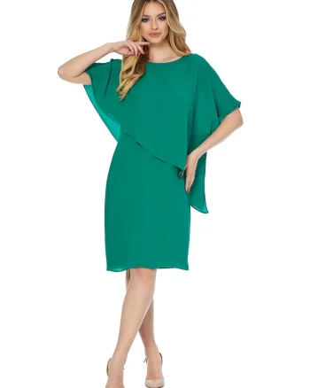 Rochie cu model asimetric Louis, Verde