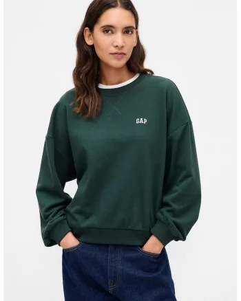 Bluza de trening cu logo si maneci cazute, Verde aquamarin