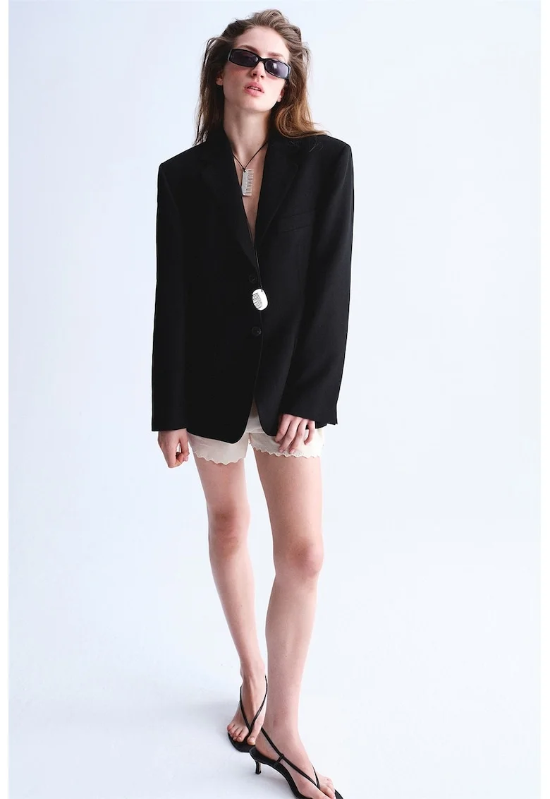 Sacou elegant cambrat, Negru
