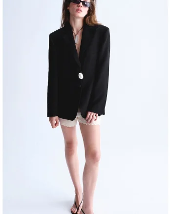 Sacou elegant cambrat, Negru