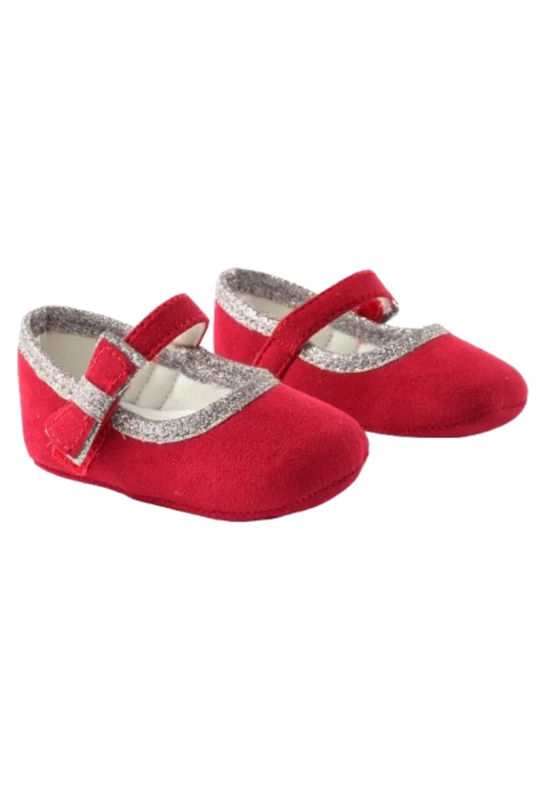 Pantofi bebe fetita iDO, velcro, eleganti, Rosu/Auriu