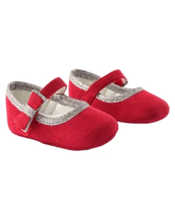 Pantofi bebe fetita iDO, velcro, eleganti, Rosu/Auriu