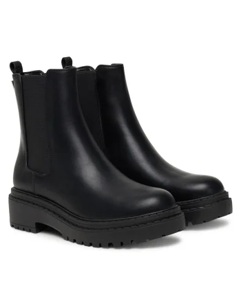 Botine dama FAL10,  Piele ecologica, Negru,