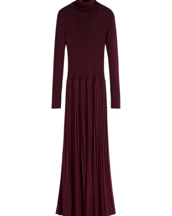 Rochie tricotată de damă  bordeaux, Visiniu