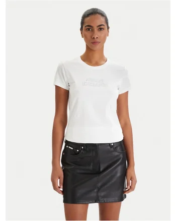 Tricou dama,  slim fit, alb, bumbac