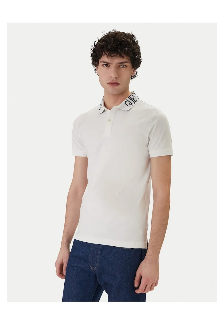 Tricou barbati,  slim fit, alb, bumbac, Alb