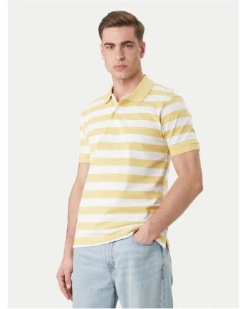 Tricou barbati,  dungi, galben, bumbac,