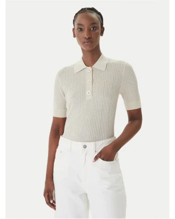 Tricou dama,  slim fit, bej, viscoza/poliester/fibre metalice