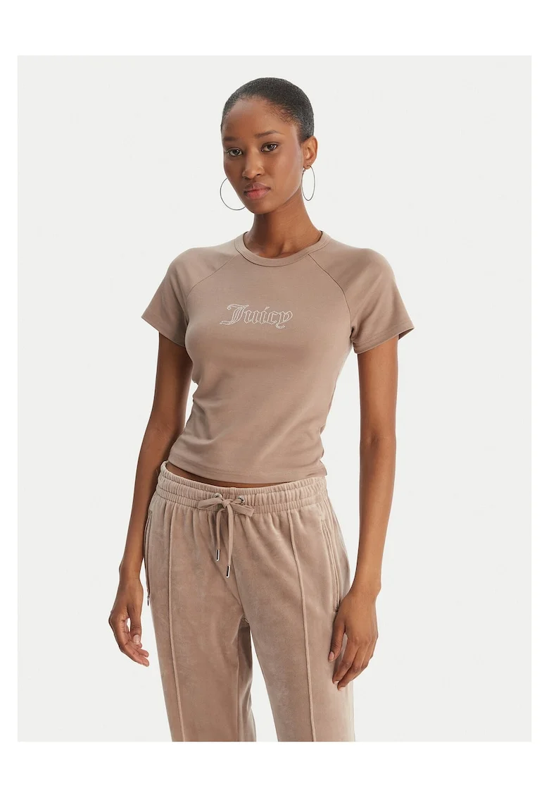 Tricou dama,  slim fit, bej, modal/viscoza/elastan, Bej