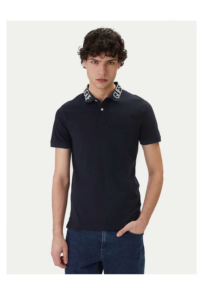 Tricou barbati,  slim fit, bleumarin, bumbac, Bleumarin