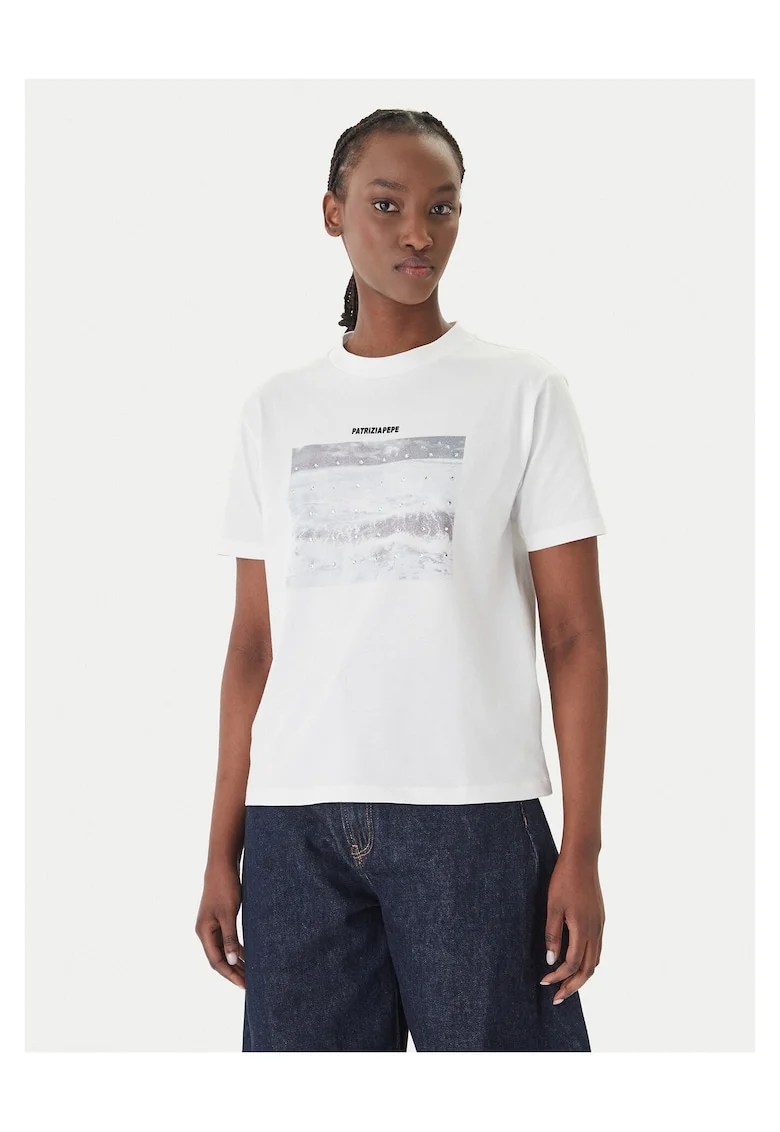 Tricou dama,  bumbac, alb,