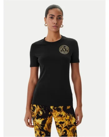 Tricou dama,  slim fit, negru, bumbac/elastan