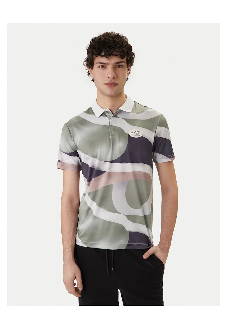 Tricou barbati,  poliester, verde, 88% poliester, 12% elastan