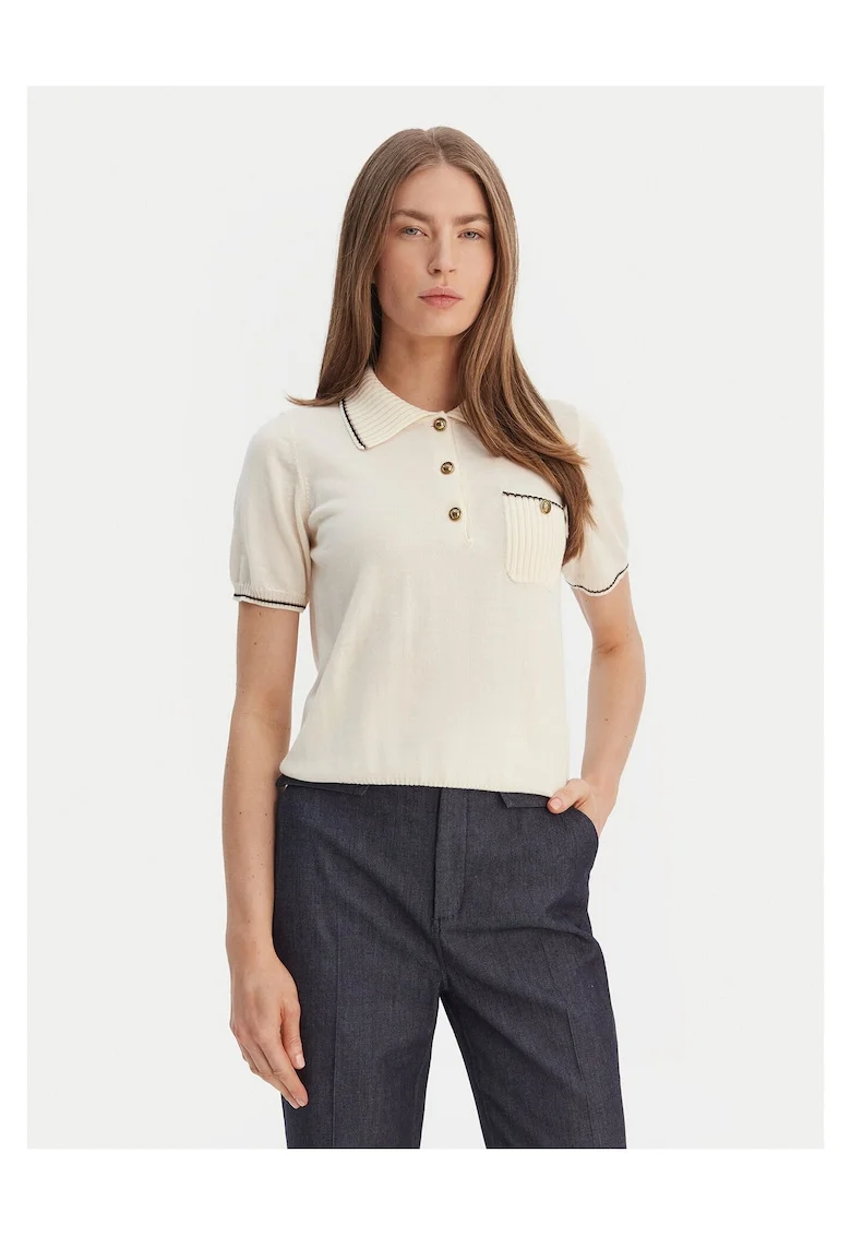 Tricou dama,  lana/viscoza/fibre metalice, ecru