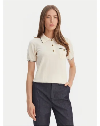 Tricou dama,  lana/viscoza/fibre metalice, ecru
