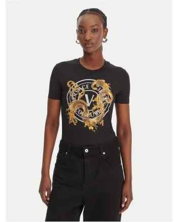 Tricou dama  slim fit, negru, bumbac/elastan