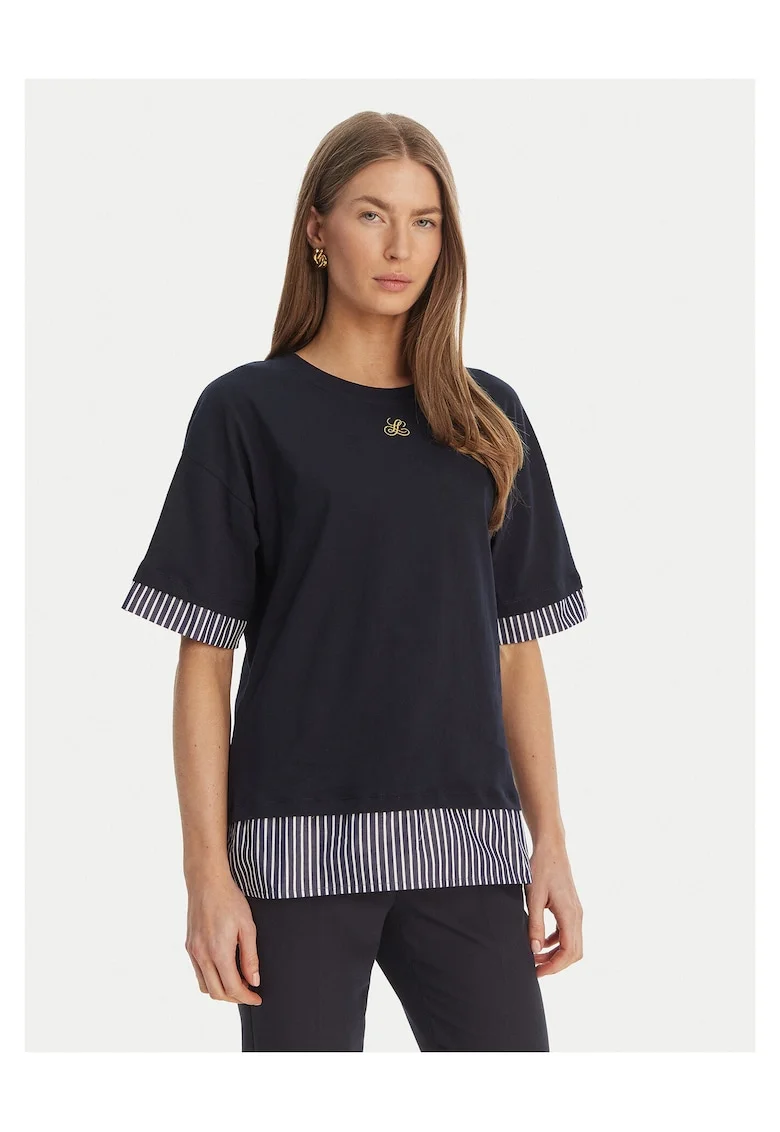 Tricou dama,  bumbac, model dungi, bleumarin,