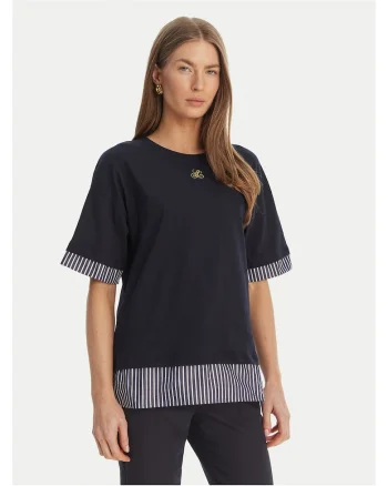 Tricou dama,  bumbac, model dungi, bleumarin,