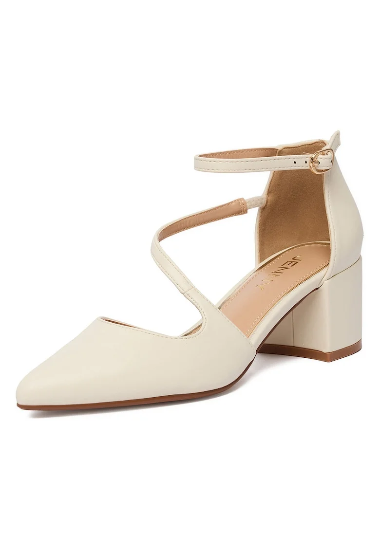Pantofi dama,  clasic, bej, sintetic