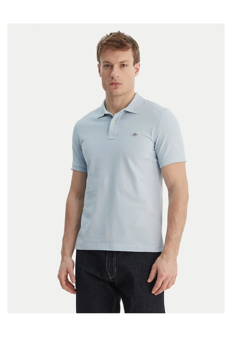 Tricou barbati,  slim fit, albastru, bumbac, Albastru
