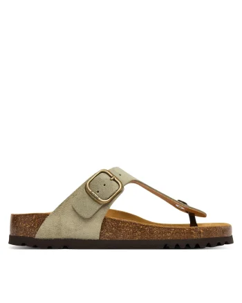 Slapi dama,  piele naturala, verde