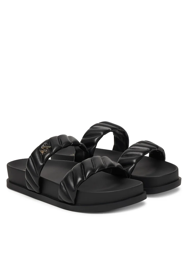 Papuci dama,  piele ecologica, negru, model simplu