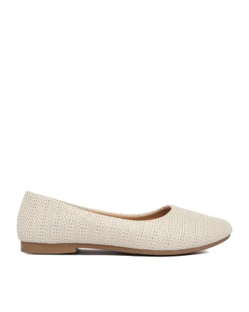 Balerini dama,  bej, textil dama
