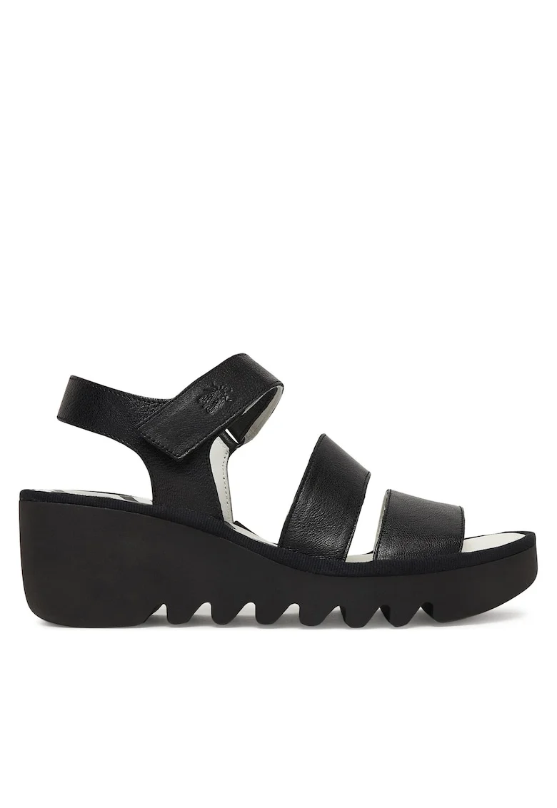 Sandale dama,  piele naturala, negru, sistem inchidere Velcro