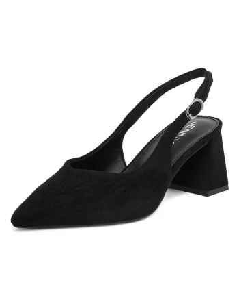 Pantofi dama,  textil, toc clasic, negru