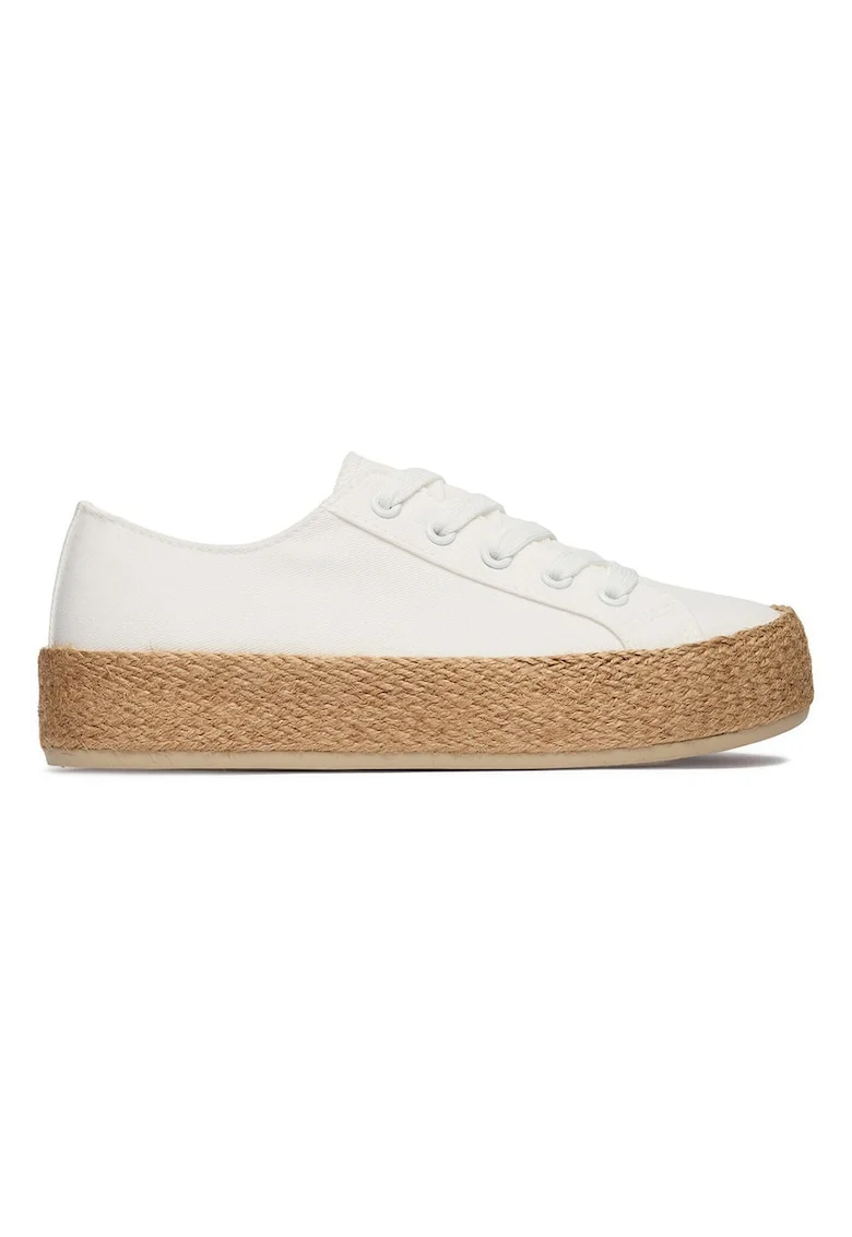 Espadrile dama,  alb, material textil