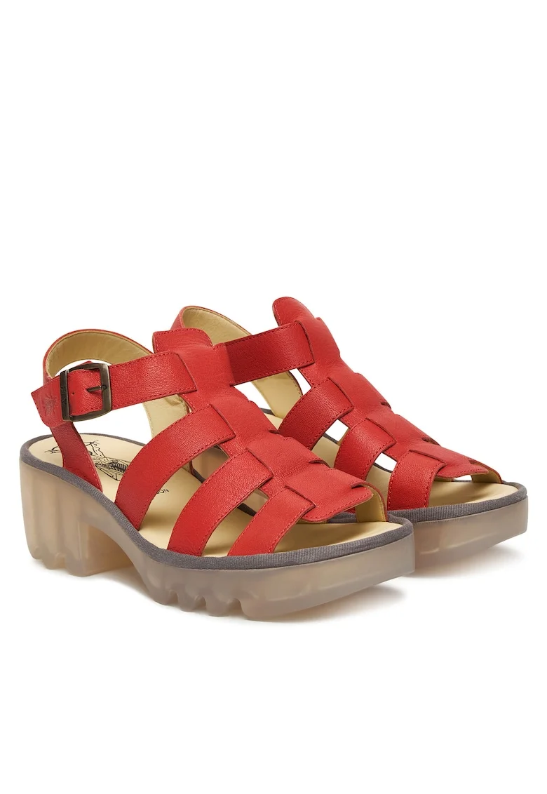 Sandale de dama,  piele naturala, toc clasic, rosu