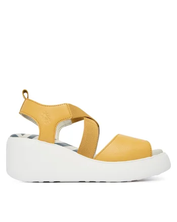 Sandale dama,  piele naturala, galben