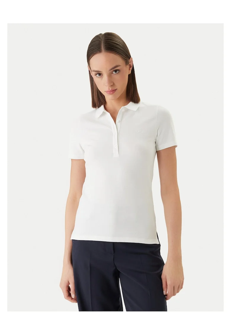 Tricou dama,  slim fit, alb, bumbac/elastan