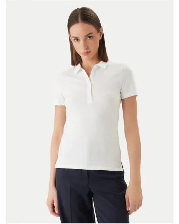 Tricou dama,  slim fit, alb, bumbac/elastan
