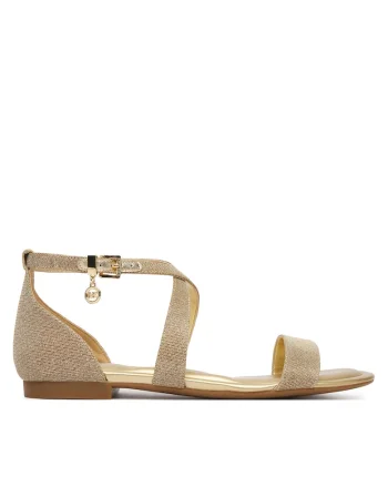 Sandale dama,  piele naturala, auriu, design elegant