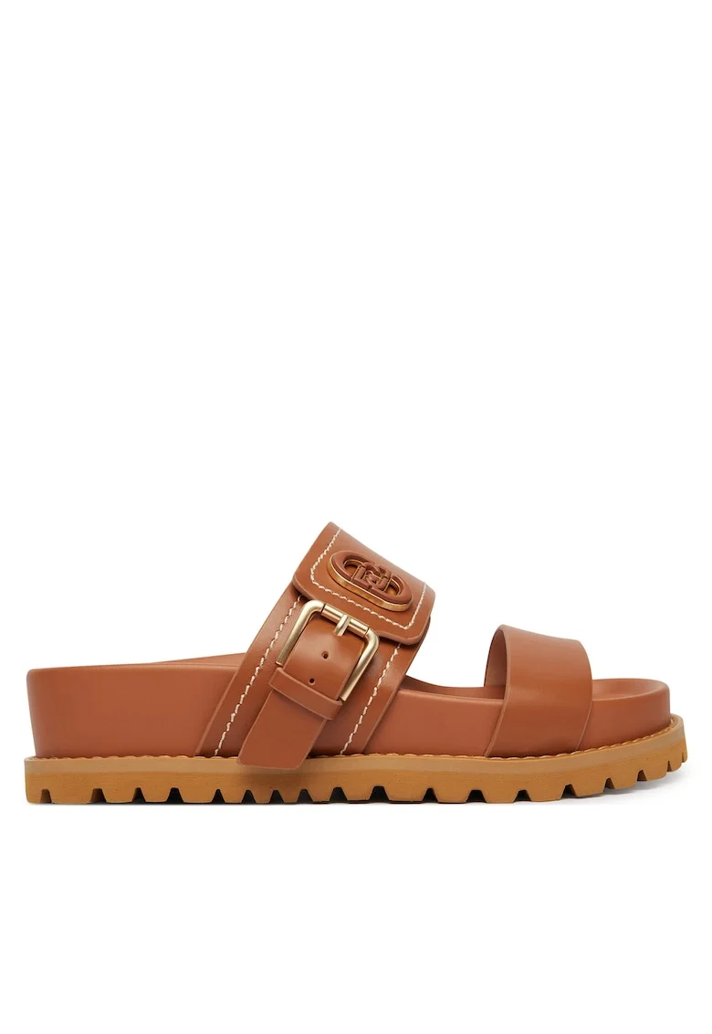 Papuci dama,  piele naturala, maro