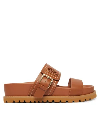Papuci dama,  piele naturala, maro