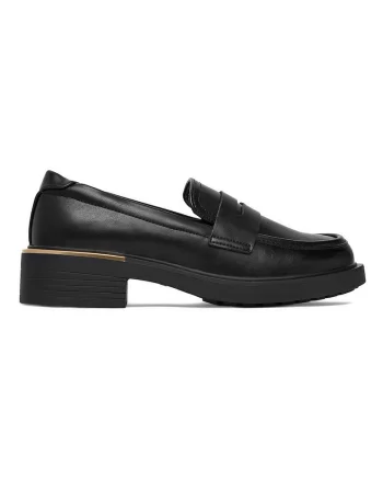 Mocasini dama,  negru, material textil