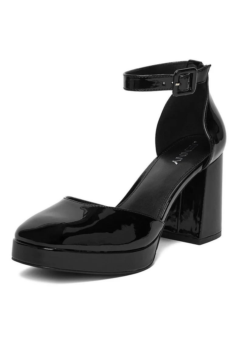Pantofi dama,  negru, sintetic, toc stabil
