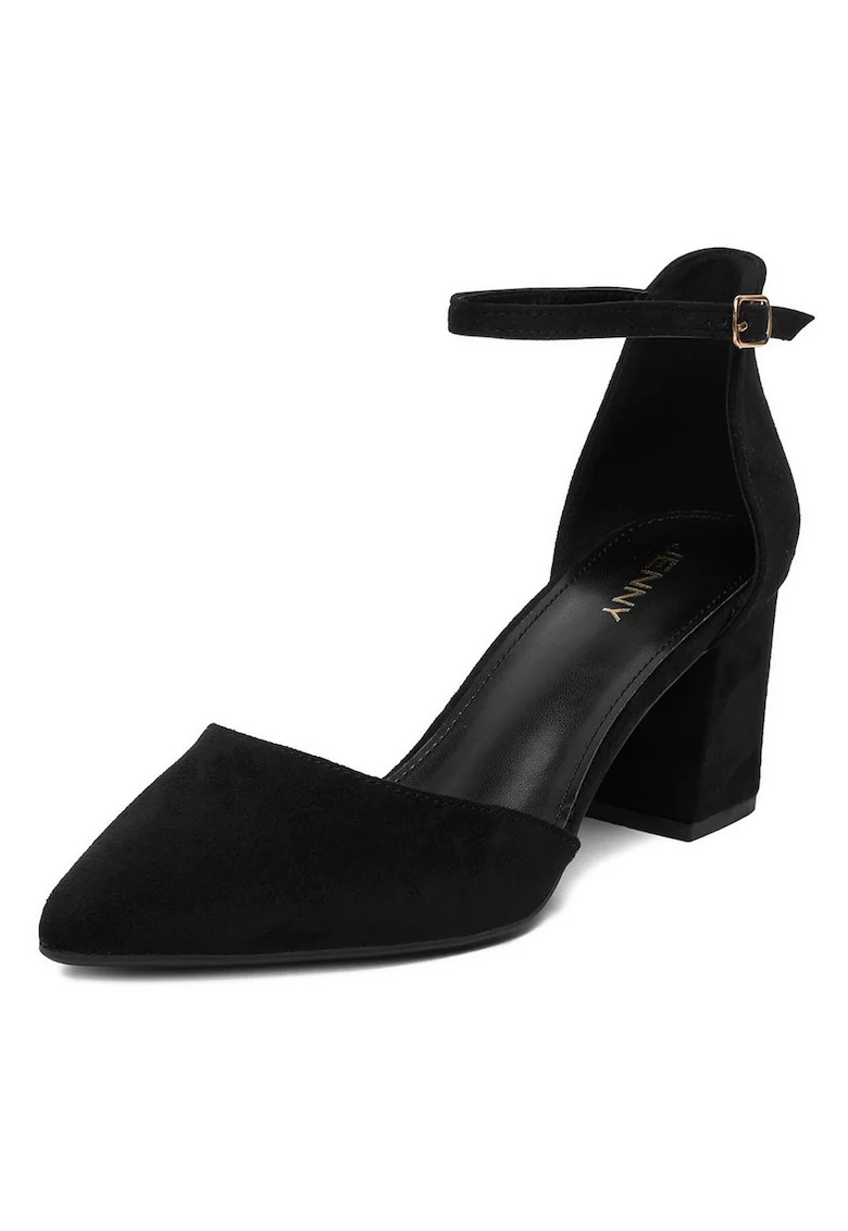 Pantofi dama,  textil, negru, toc clasic