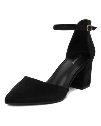 Pantofi dama,  textil, negru, toc clasic
