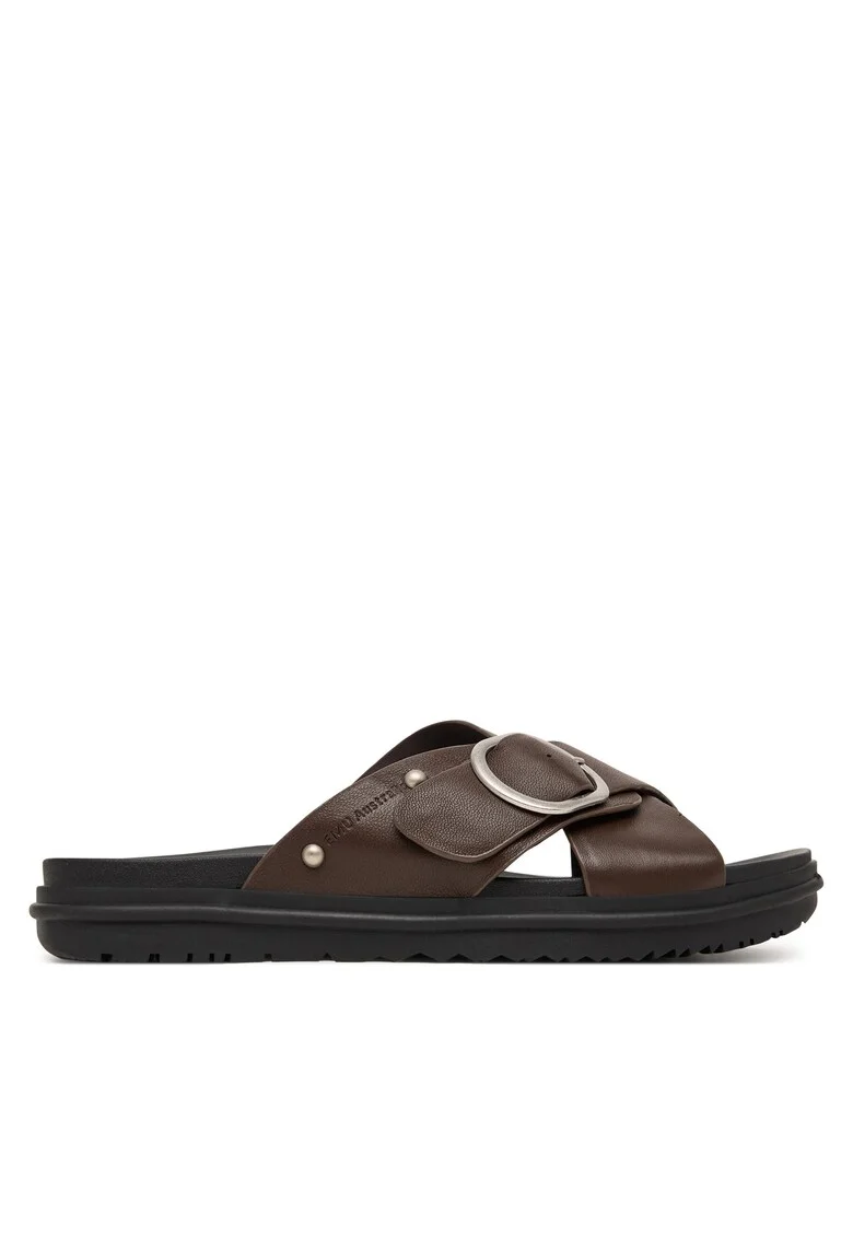 Papuci dama,  piele naturala, maro