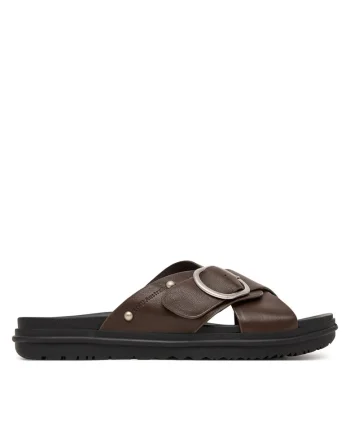 Papuci dama,  piele naturala, maro