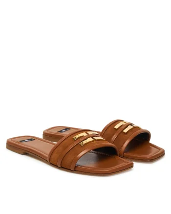 Papuci dama,  piele naturala, maro