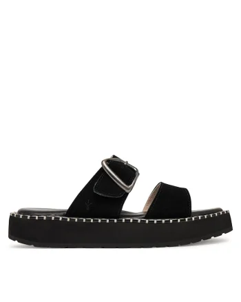 Papuci dama,  W13267, piele naturala, negru