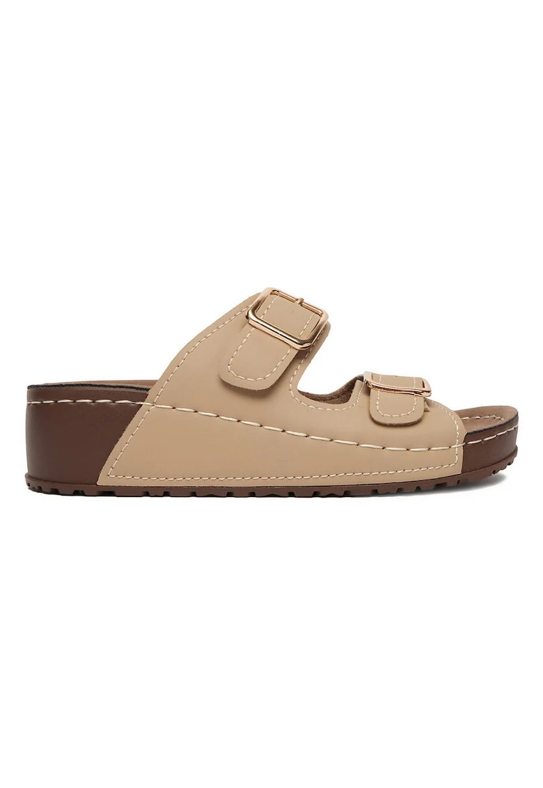 Papuci dama,  piele ecologica, bej